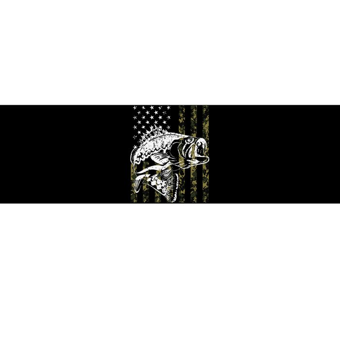 Fishing Camouflage American Flag Fish Bass Fish Fisherman Bumper Sticker