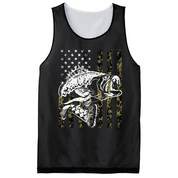 Fishing Camouflage American Flag Fish Bass Fish Fisherman Mesh Reversible Basketball Jersey Tank