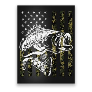 Fishing Camouflage American Flag Fish Bass Fish Fisherman Poster