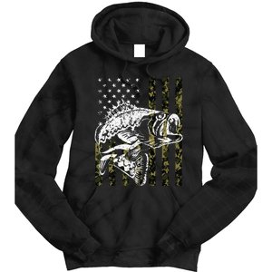 Fishing Camouflage American Flag Fish Bass Fish Fisherman Tie Dye Hoodie