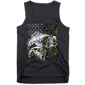 Fishing Camouflage American Flag Fish Bass Fish Fisherman Tank Top