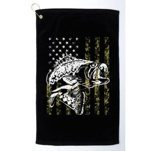 Fishing Camouflage American Flag Fish Bass Fish Fisherman Platinum Collection Golf Towel