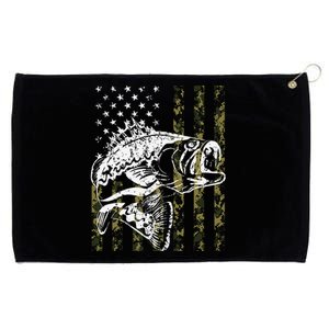 Fishing Camouflage American Flag Fish Bass Fish Fisherman Grommeted Golf Towel