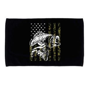 Fishing Camouflage American Flag Fish Bass Fish Fisherman Microfiber Hand Towel