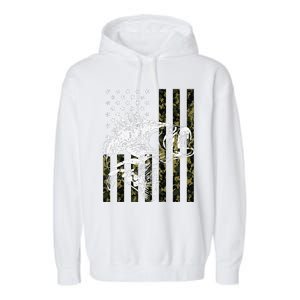 Fishing Camouflage American Flag Fish Bass Fish Fisherman Garment-Dyed Fleece Hoodie