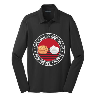 Funny Cookies And Cream Saying Baking Love Gift Silk Touch Performance Long Sleeve Polo