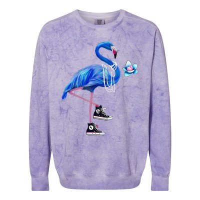 Flamingo Chucks And Pearls Comma La Harris Waltz 2024 Colorblast Crewneck Sweatshirt