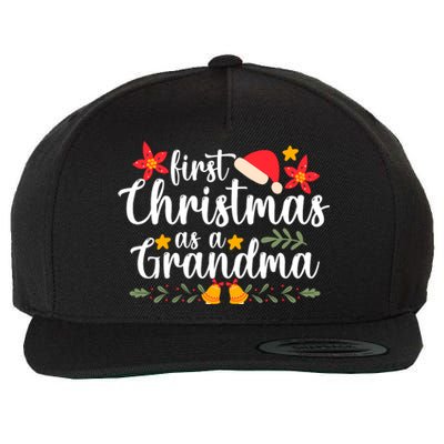 First Christmas As A Grandma Funny Xmas Christmas Grandma Wool Snapback Cap