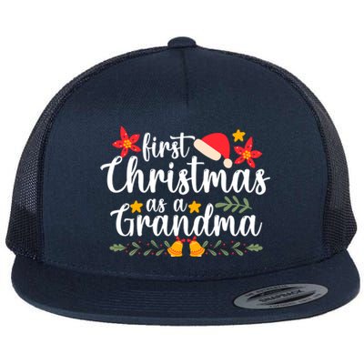 First Christmas As A Grandma Funny Xmas Christmas Grandma Flat Bill Trucker Hat