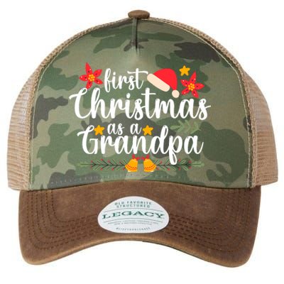 First Christmas As A Grandpa Funny Xmas Christmas Legacy Tie Dye Trucker Hat