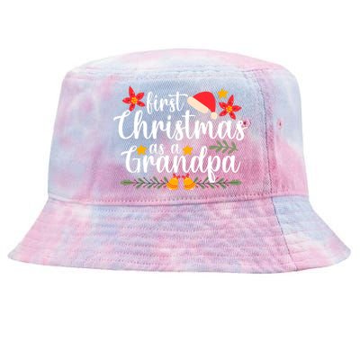 First Christmas As A Grandpa Funny Xmas Christmas Tie-Dyed Bucket Hat