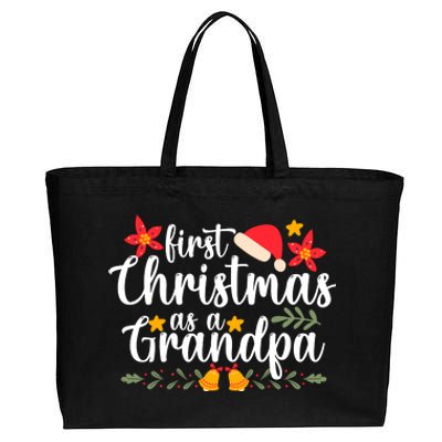 First Christmas As A Grandpa Funny Xmas Christmas Cotton Canvas Jumbo Tote