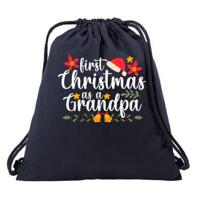 First Christmas As A Grandpa Funny Xmas Christmas Drawstring Bag