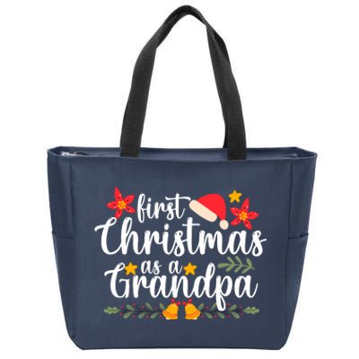 First Christmas As A Grandpa Funny Xmas Christmas Zip Tote Bag