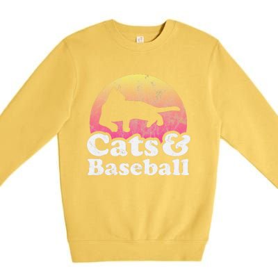 Funny Cats and Baseball Cat and Baseball player Premium Crewneck Sweatshirt