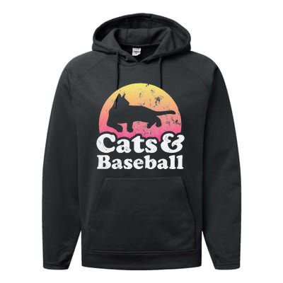 Funny Cats and Baseball Cat and Baseball player Performance Fleece Hoodie