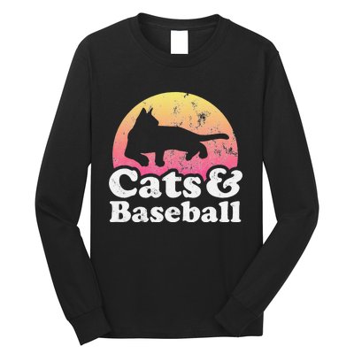 Funny Cats and Baseball Cat and Baseball player Long Sleeve Shirt