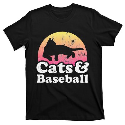 Funny Cats and Baseball Cat and Baseball player T-Shirt