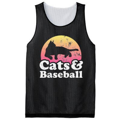 Funny Cats and Baseball Cat and Baseball player Mesh Reversible Basketball Jersey Tank