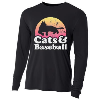 Funny Cats and Baseball Cat and Baseball player Cooling Performance Long Sleeve Crew