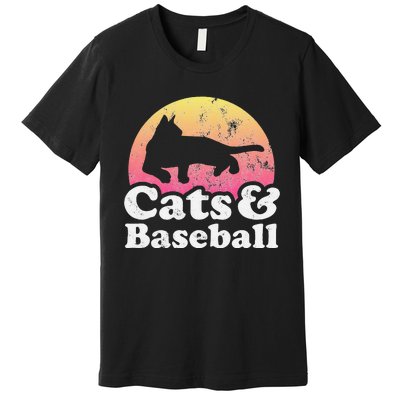 Funny Cats and Baseball Cat and Baseball player Premium T-Shirt