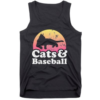 Funny Cats and Baseball Cat and Baseball player Tank Top