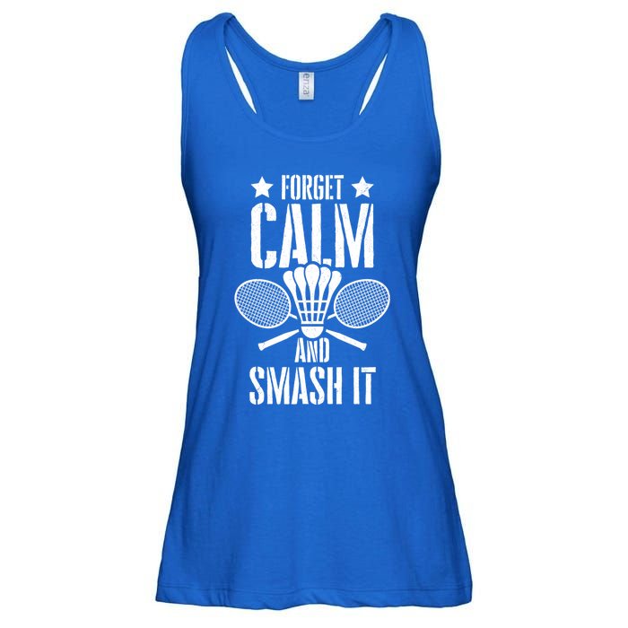 Forget Calm And Smash It Shuttlecock Badminton Crossminton Great Gift Ladies Essential Flowy Tank