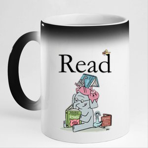 Funny Cute Animals Read Book Fan 11oz Black Color Changing Mug