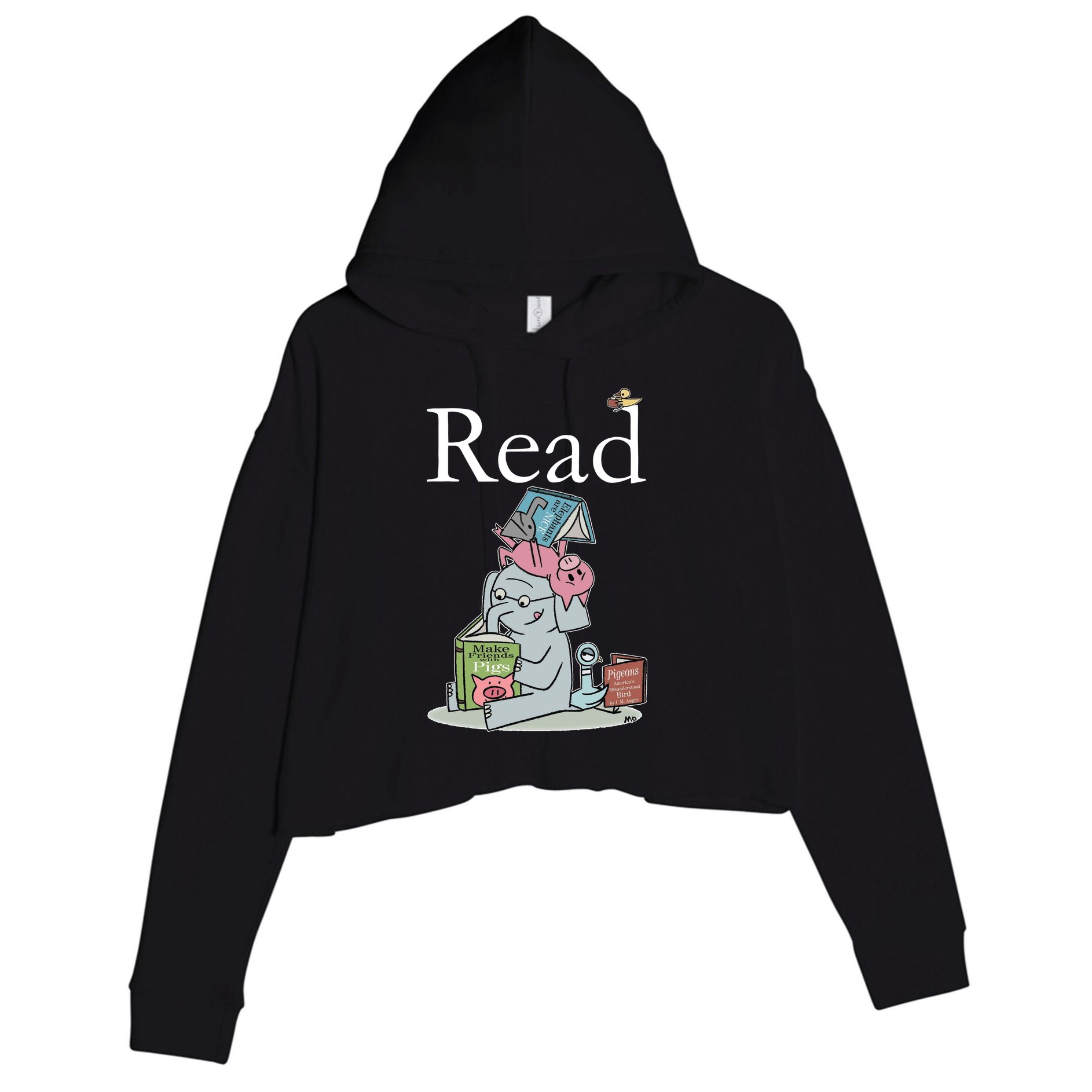 Funny Cute Animals Read Book Fan Crop Fleece Hoodie