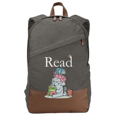 Funny Cute Animals Read Book Fan Cotton Canvas Backpack