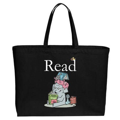 Funny Cute Animals Read Book Fan Cotton Canvas Jumbo Tote