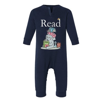 Funny Cute Animals Read Book Fan Infant Fleece One Piece