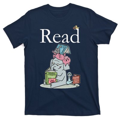 Funny Cute Animals Read Book Fan T-Shirt