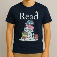 Funny Cute Animals Read Book Fan T-Shirt