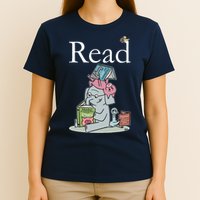 Funny Cute Animals Read Book Fan T-Shirt