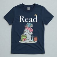 Funny Cute Animals Read Book Fan T-Shirt