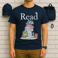 Funny Cute Animals Read Book Fan T-Shirt