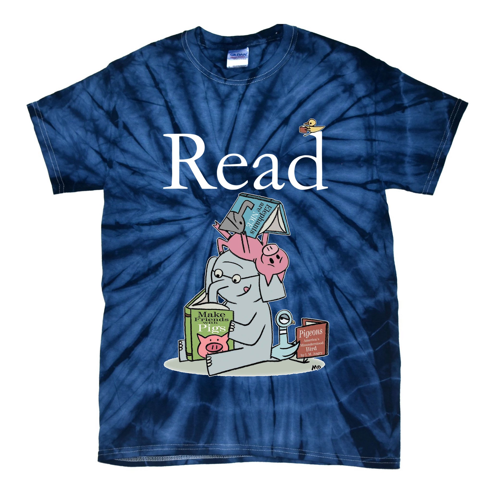 Funny Cute Animals Read Book Fan Tie-Dye T-Shirt
