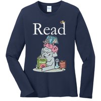 Funny Cute Animals Read Book Fan Ladies Long Sleeve Shirt