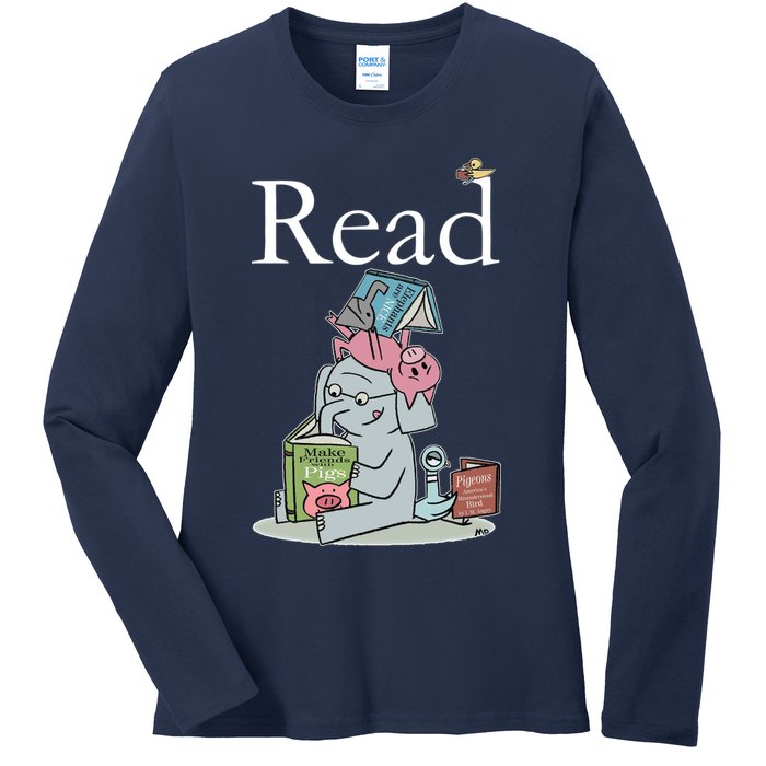 Funny Cute Animals Read Book Fan Ladies Long Sleeve Shirt