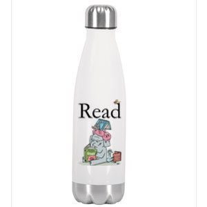 Funny Cute Animals Read Book Fan Stainless Steel Insulated Water Bottle