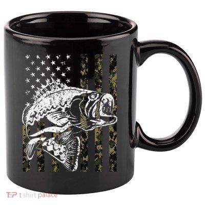 Fishing Camouflage American Flag Fisherman 11oz C Handle Ceramic Mug