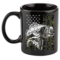 Fishing Camouflage American Flag Fisherman 11oz C Handle Ceramic Mug