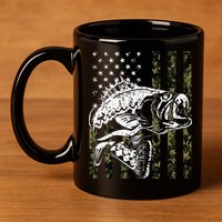 Fishing Camouflage American Flag Fisherman 11oz C Handle Ceramic Mug