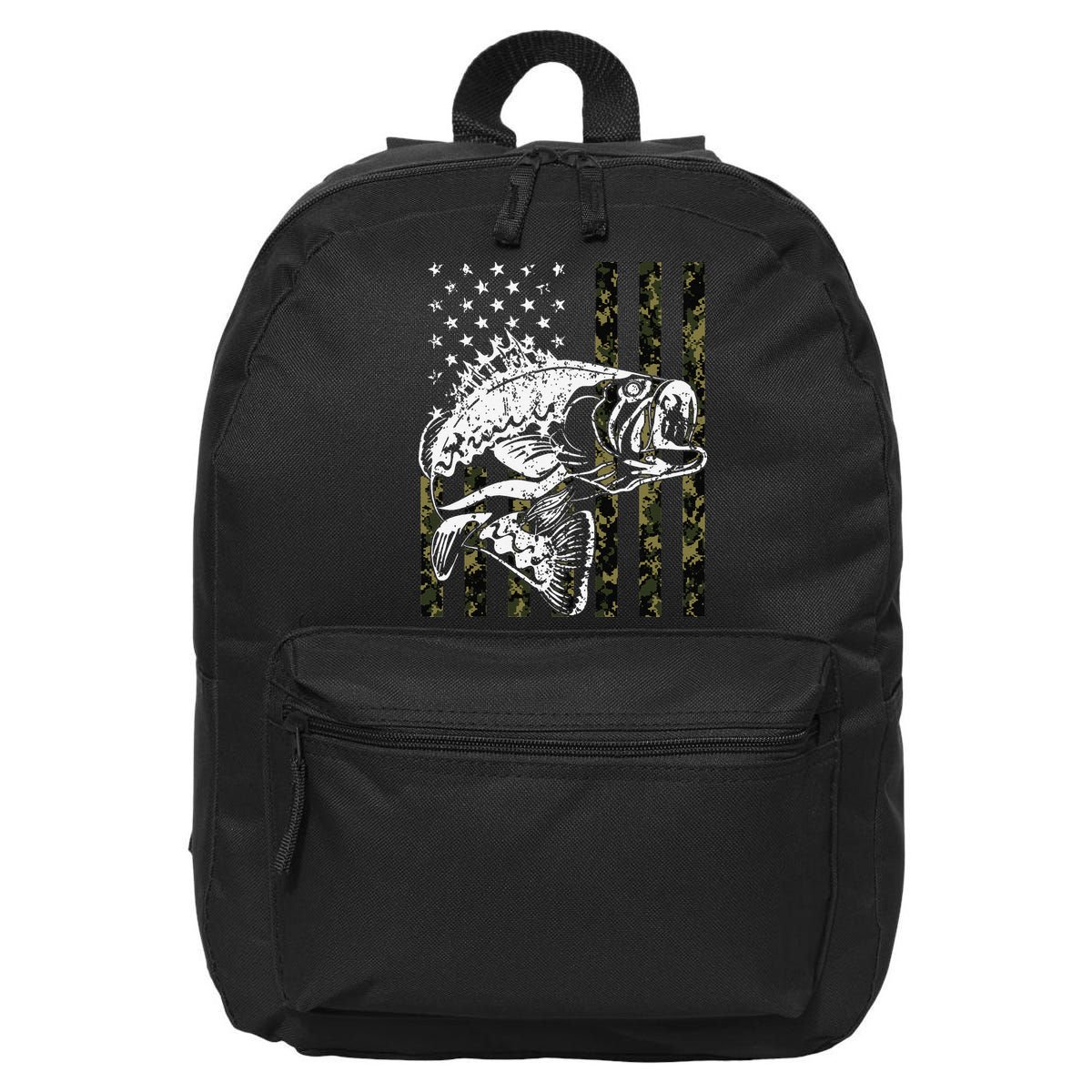 Fishing Camouflage American Flag Fisherman 16 in Basic Backpack