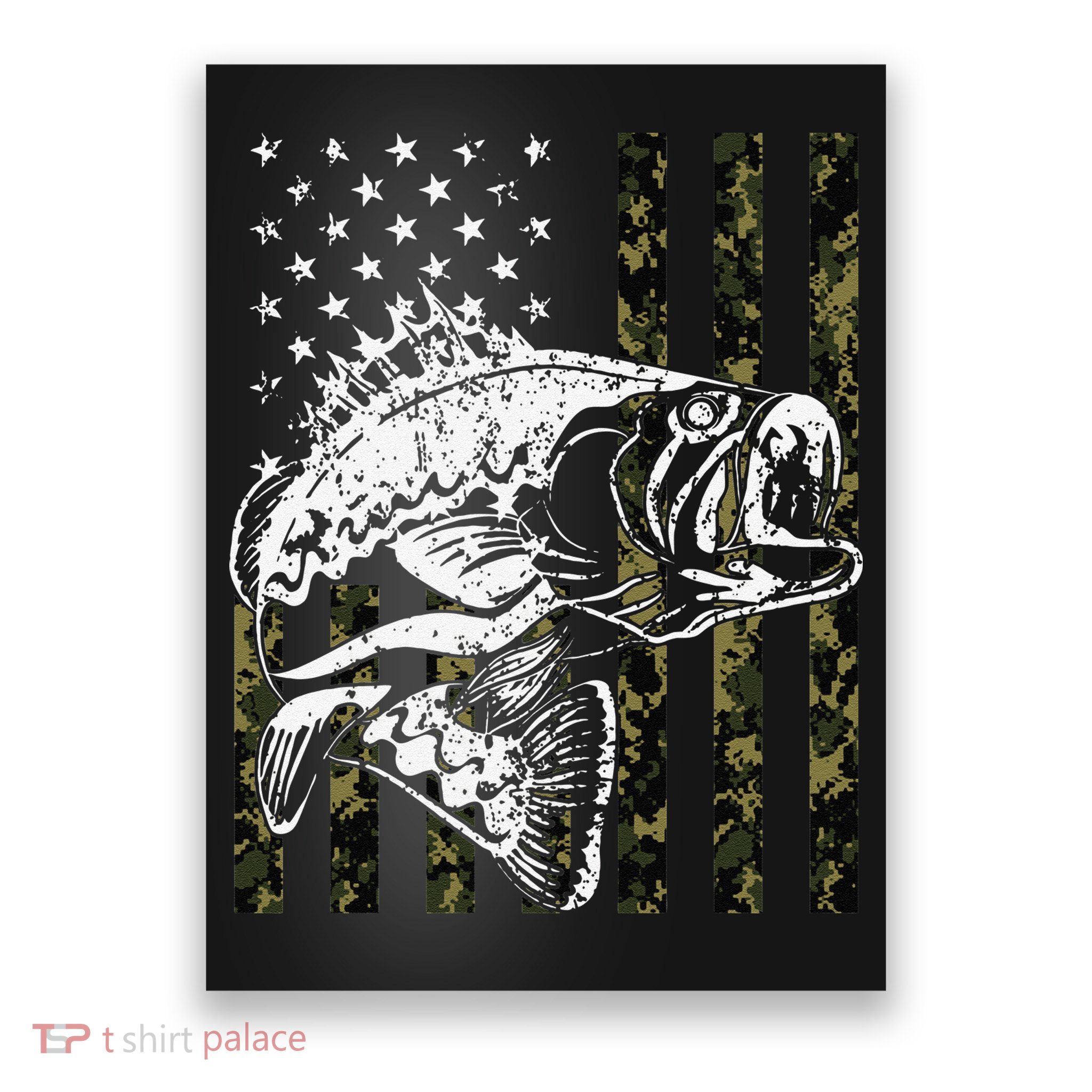Fishing Camouflage American Flag Fisherman Poster
