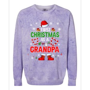 First Christmas As A Grandpa Santa Proud Expecting New Cool Gift Colorblast Crewneck Sweatshirt