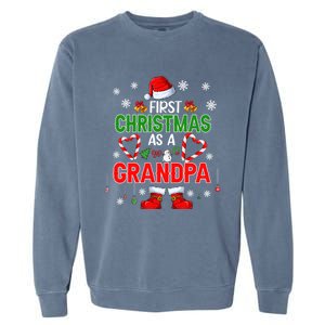 First Christmas As A Grandpa Santa Proud Expecting New Cool Gift Garment-Dyed Sweatshirt