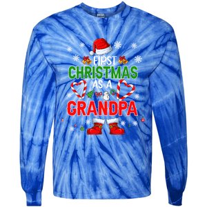 First Christmas As A Grandpa Santa Proud Expecting New Cool Gift Tie-Dye Long Sleeve Shirt