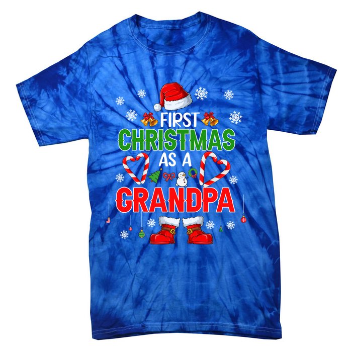 First Christmas As A Grandpa Santa Proud Expecting New Cool Gift Tie-Dye T-Shirt